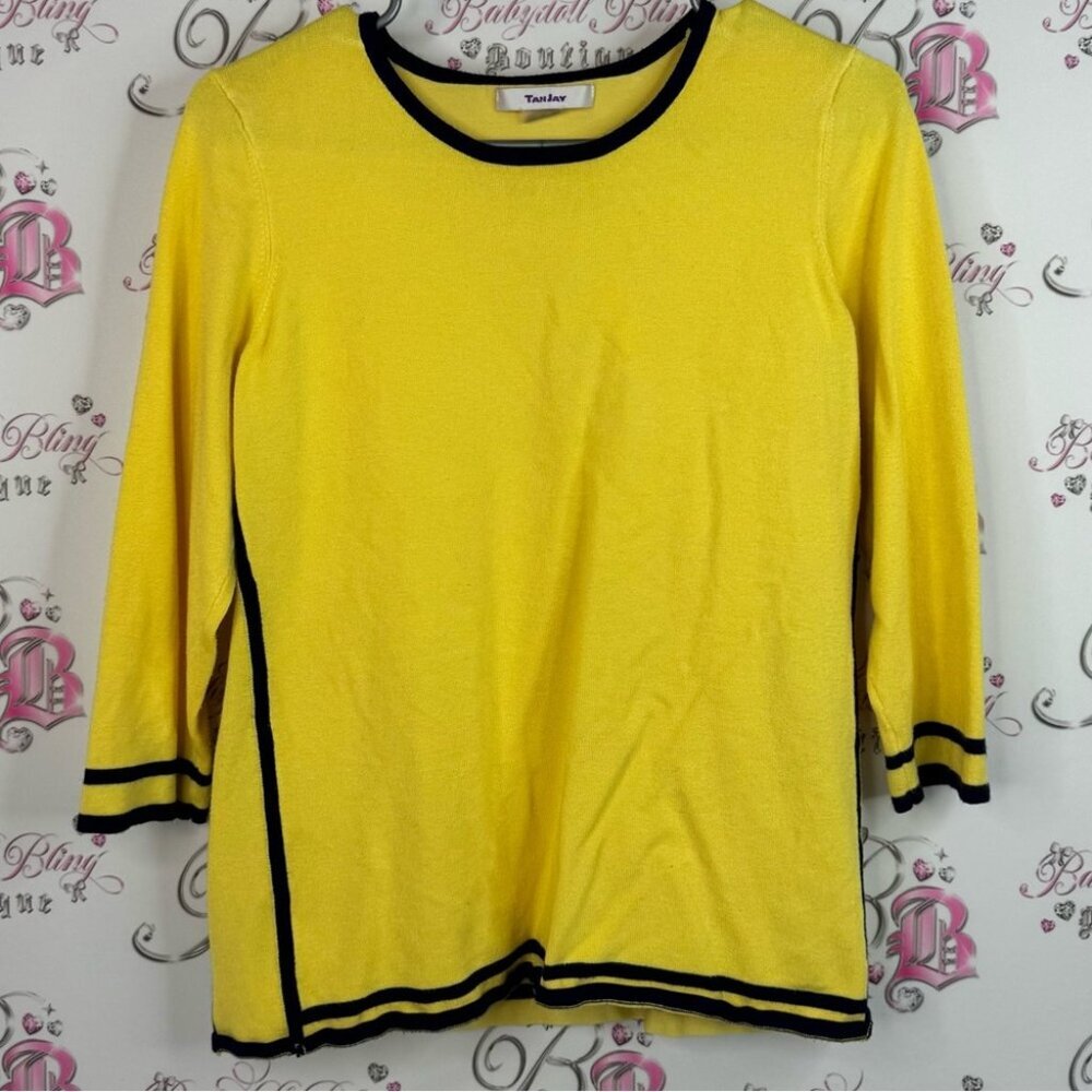 TanJay long sleeve dual tone black Yellow Top with Black Accents
